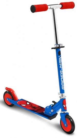 Marvel Spider-Man 2-Wiel Kinderstep Opvouwbaar Voetrem Blauw/Rood - Afbeelding 1